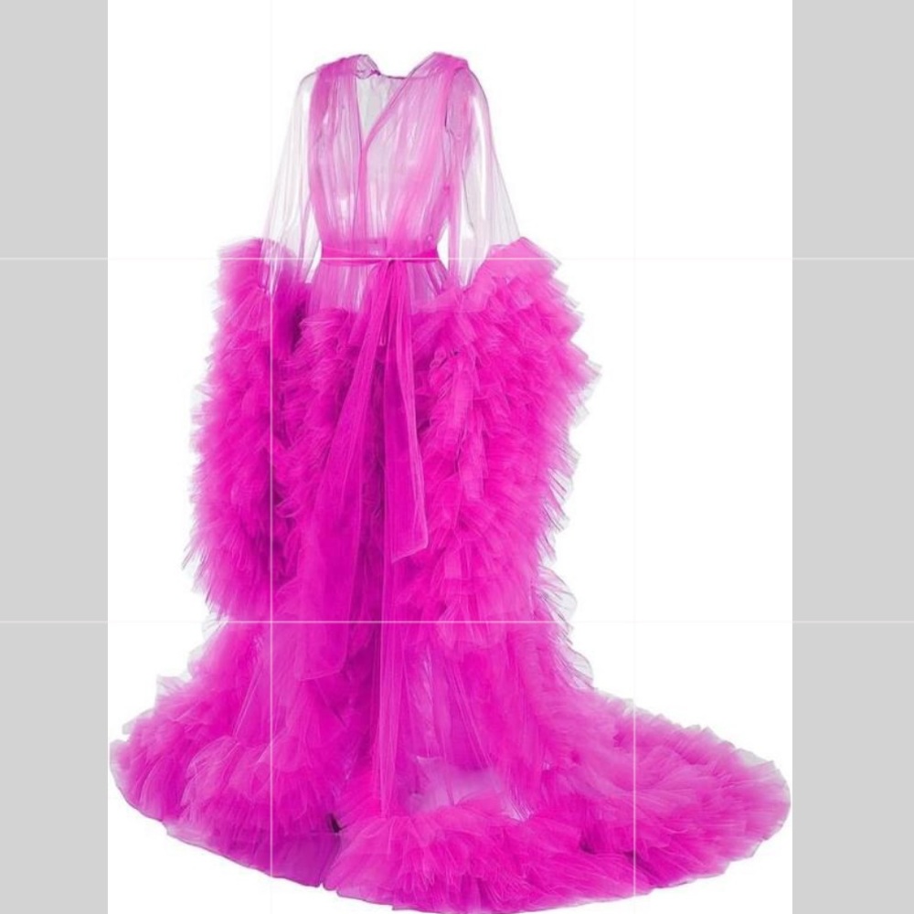 Robe Ruffle Tulle Dress Photo Shoot Dress/Short Train Maternity Dress